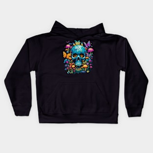 Trippy Skull Butterfly Garden Kids Hoodie